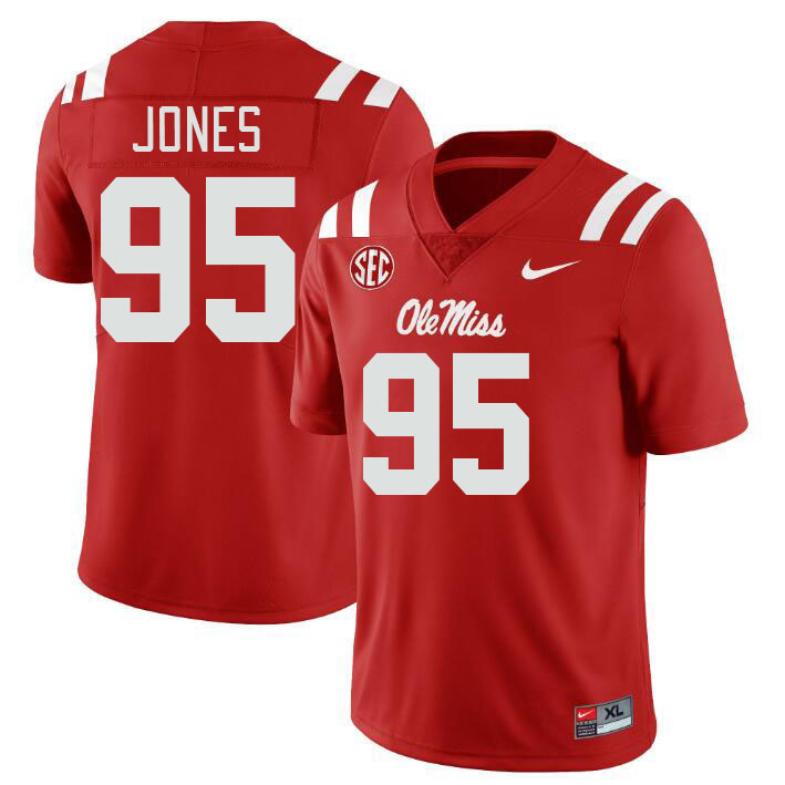 Ole Miss Rebels #95 Benito Jones College Football Jerseys Stitched Sale-Red
